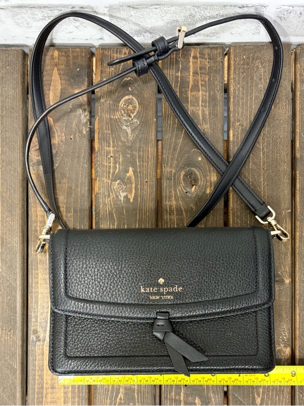 kate spade Black Pebbled Leather Knot Mini Crossbody Bag - Picture 3 of 8